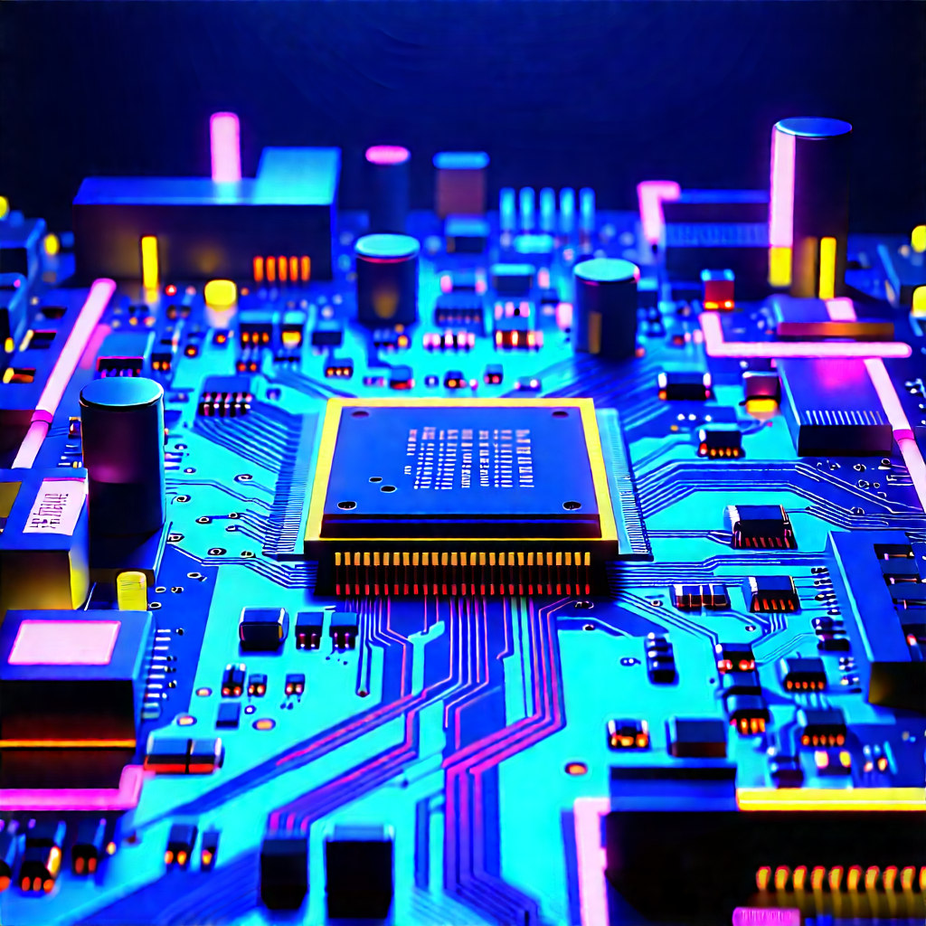 Circuit board with neon accents