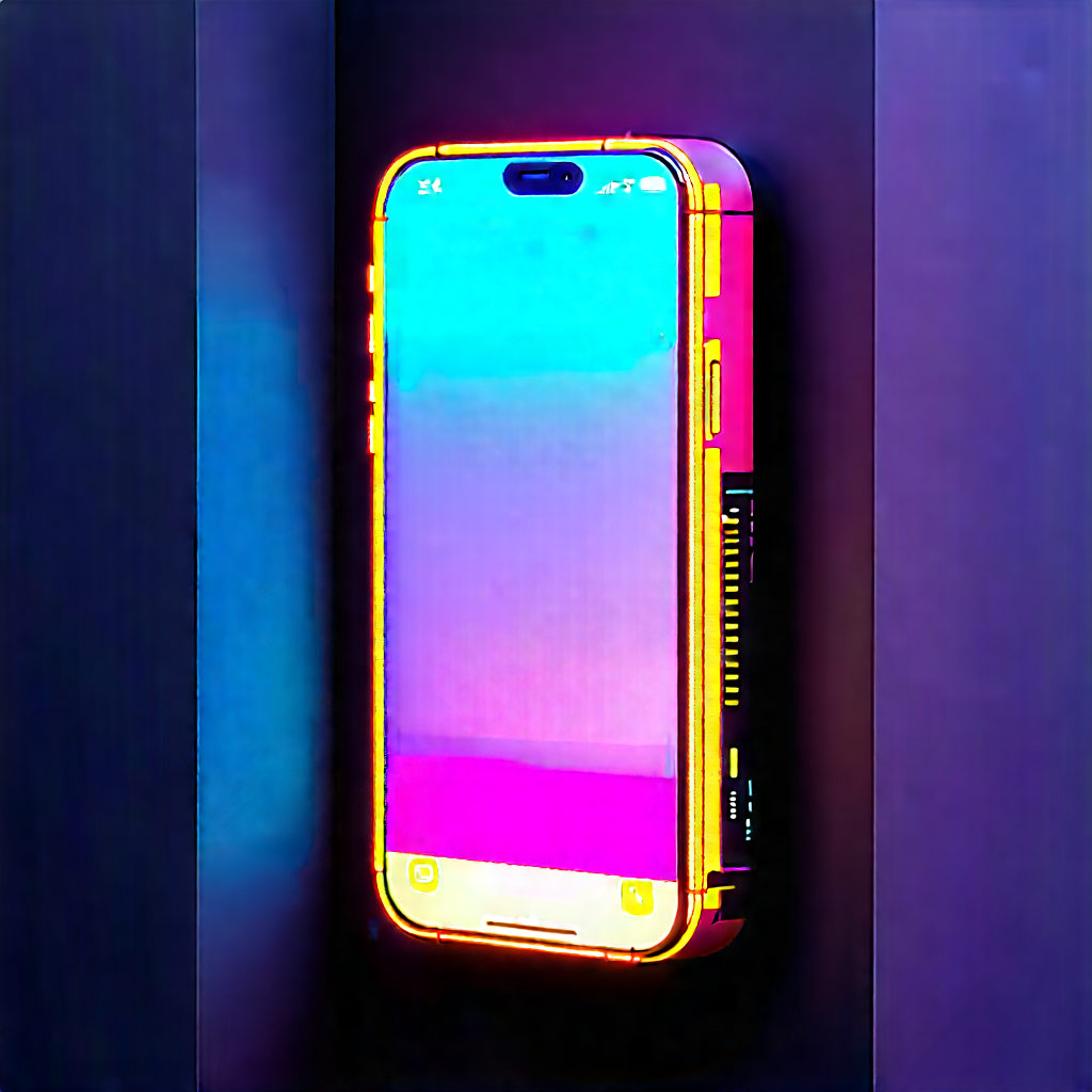 Smartphone With Glowing Screen With Cell Phone