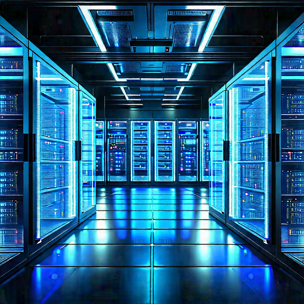 (futuristic:1.21) server room