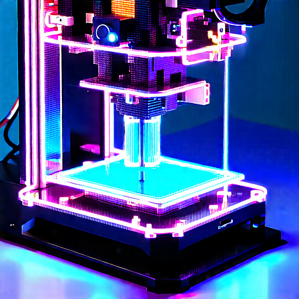 3d printer with neon accents