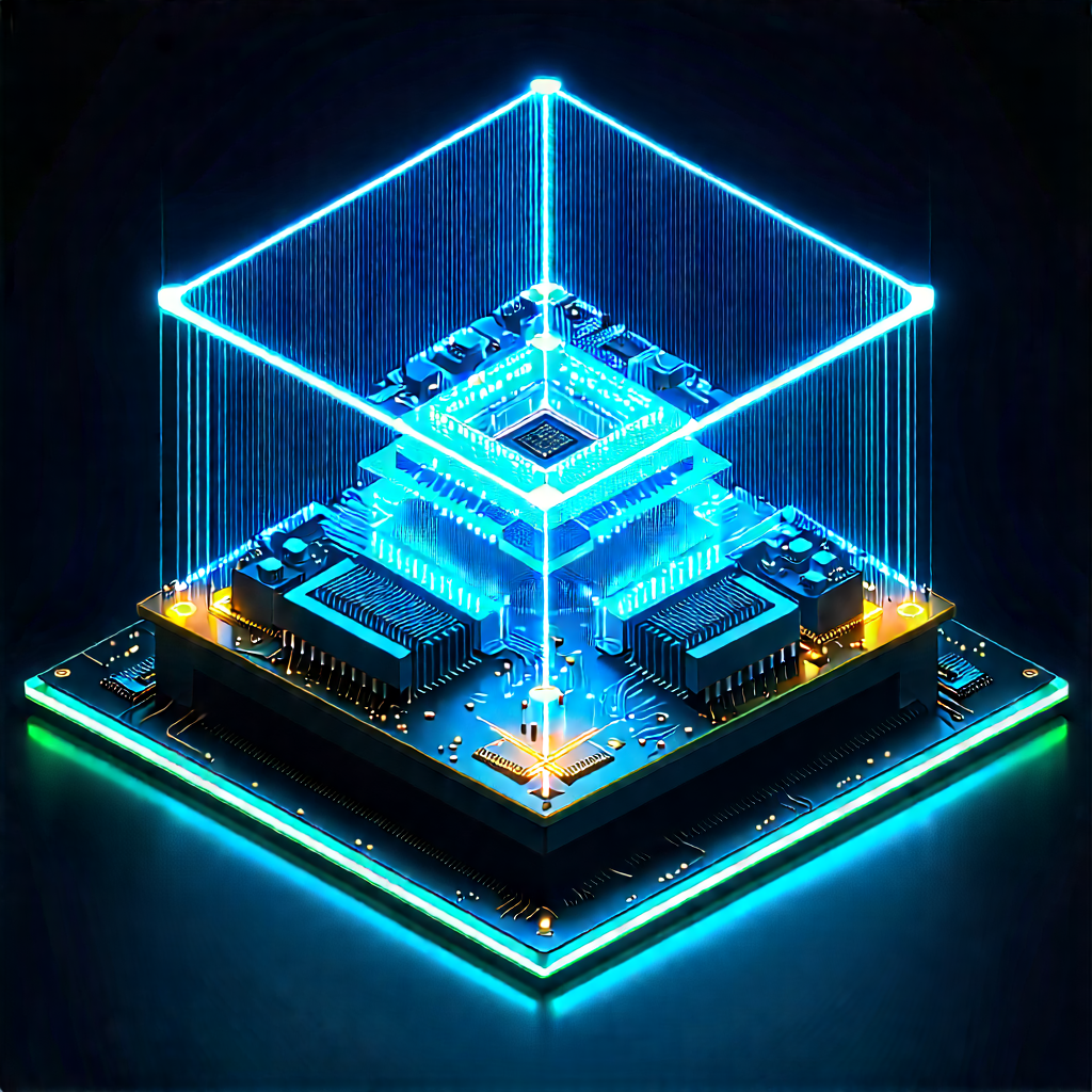 Quantum Computer With Neon Accents With Image, There