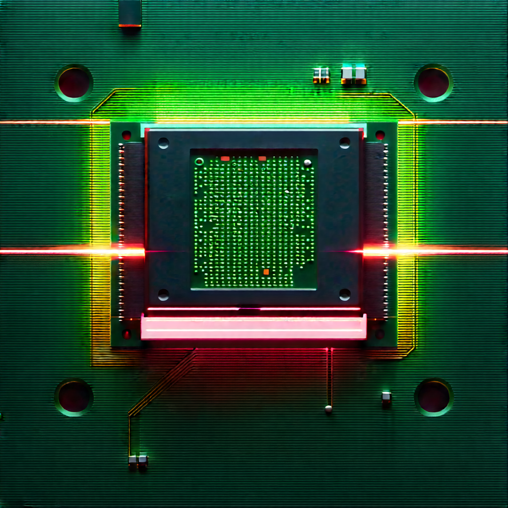 Microchip With Laser Scanning With Close-up Computer