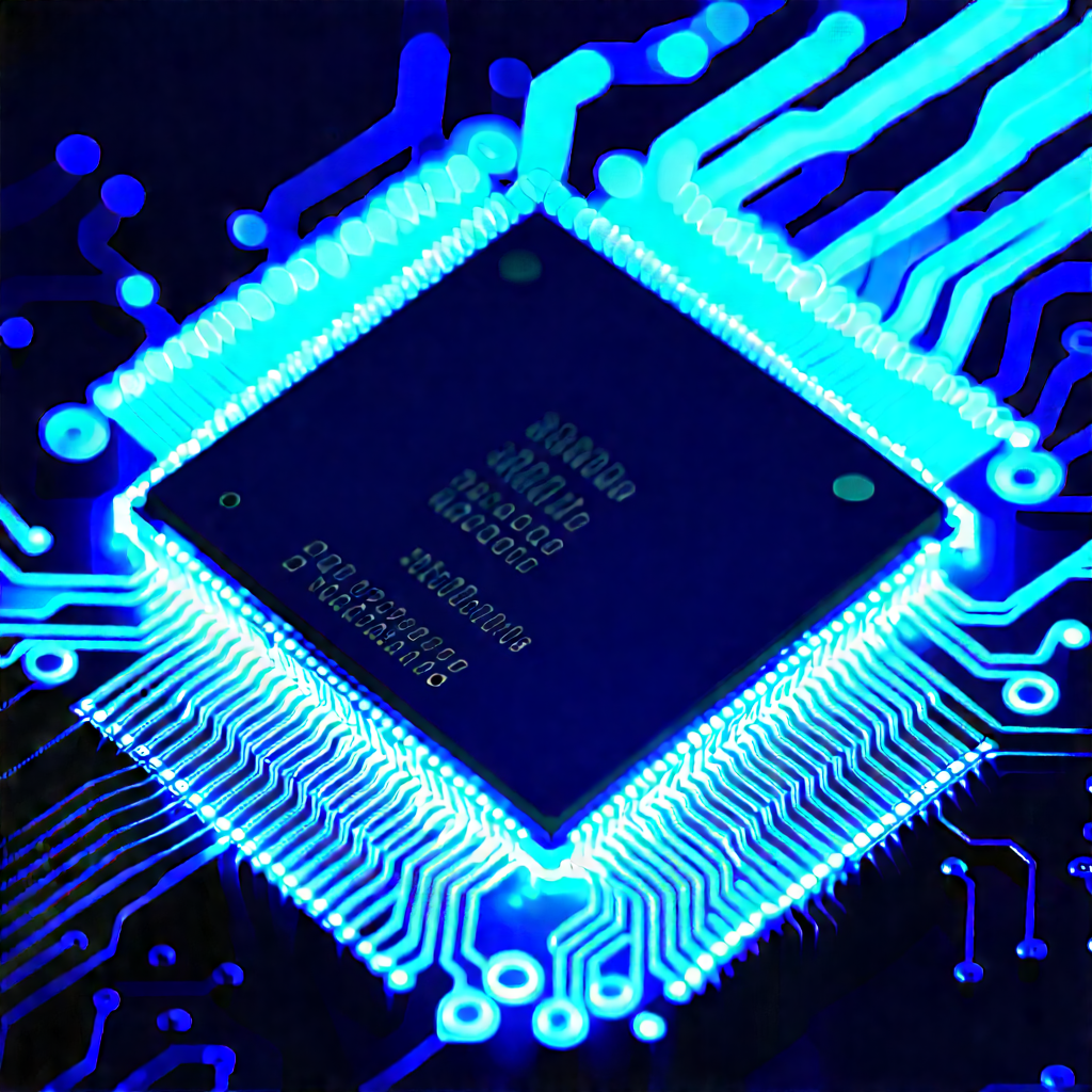 Microchip with blue light glow