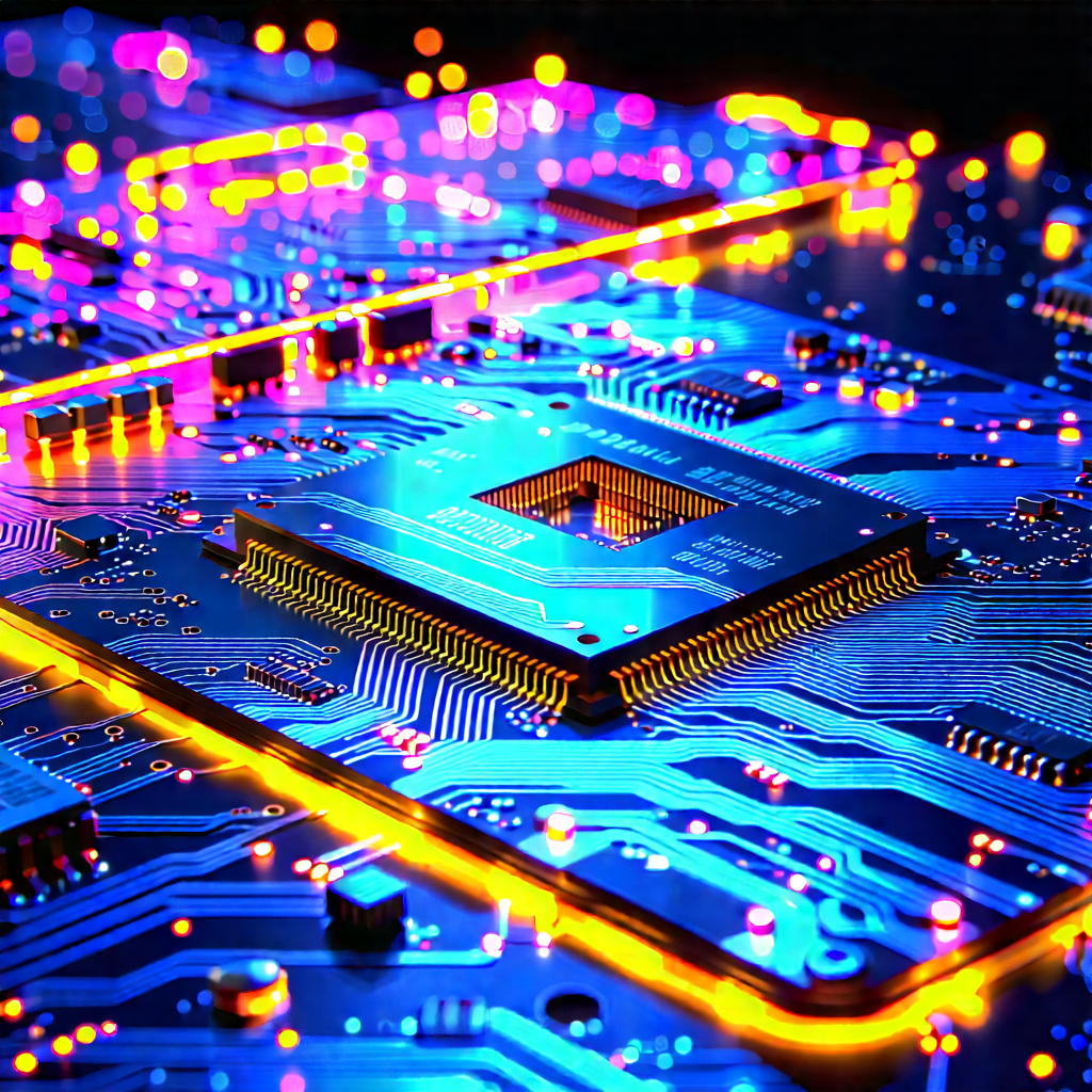 Circuit board with neon accents