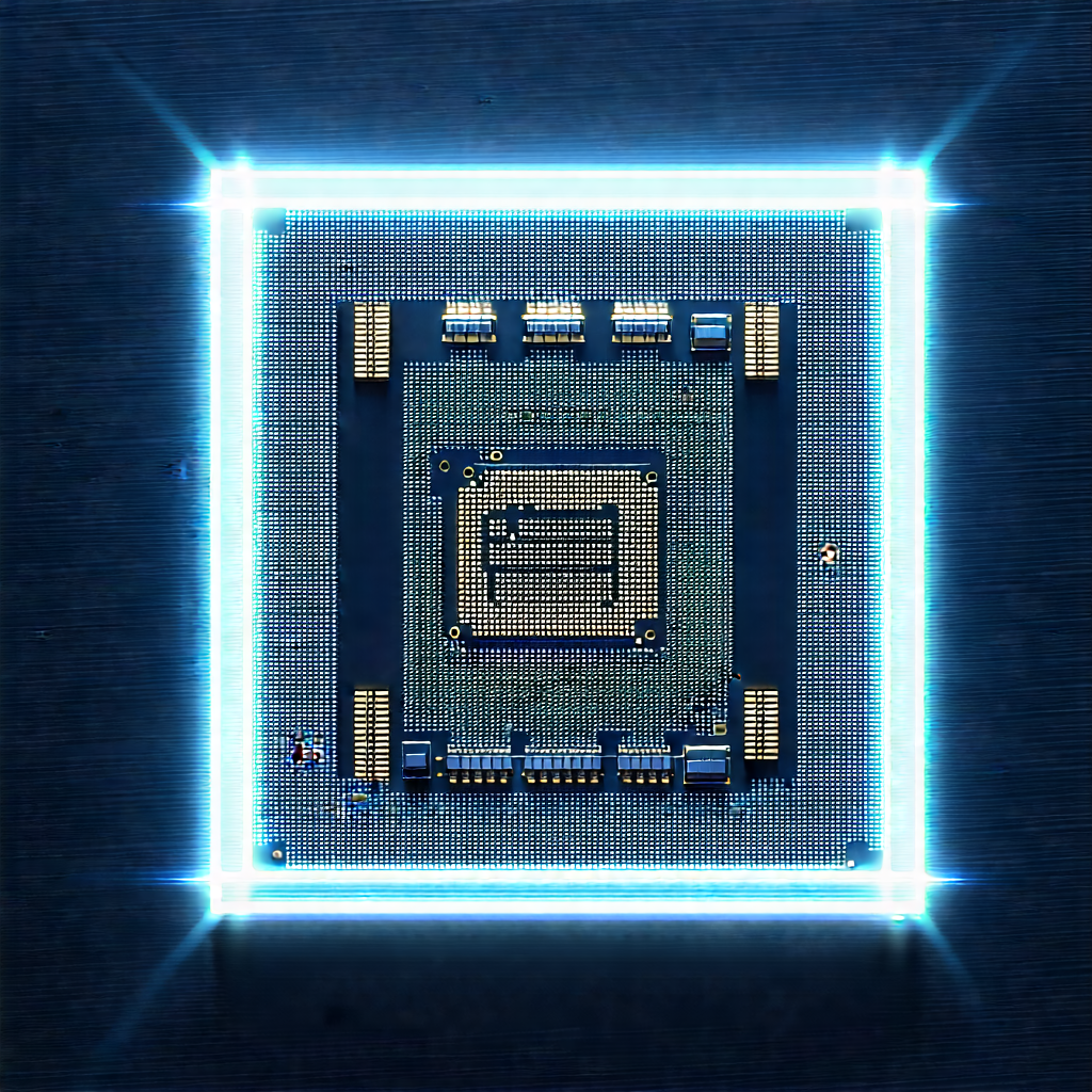 Microchip With Holographic Projection With Blue White