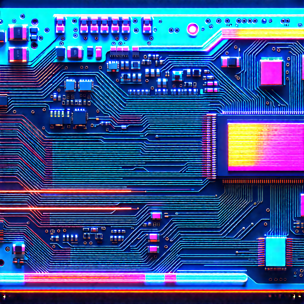 Circuit board with neon accents