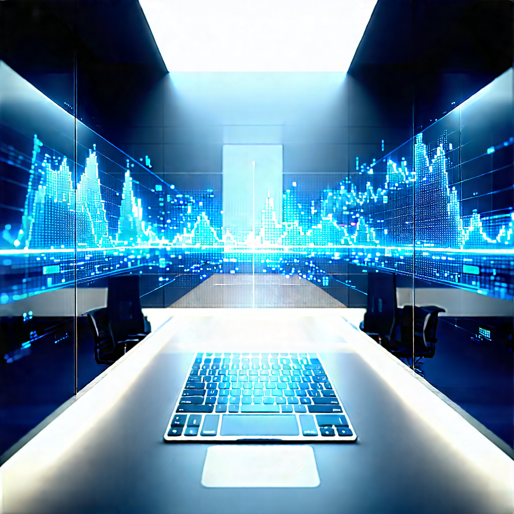 Financial Technology In Tech Office With Modern Office
