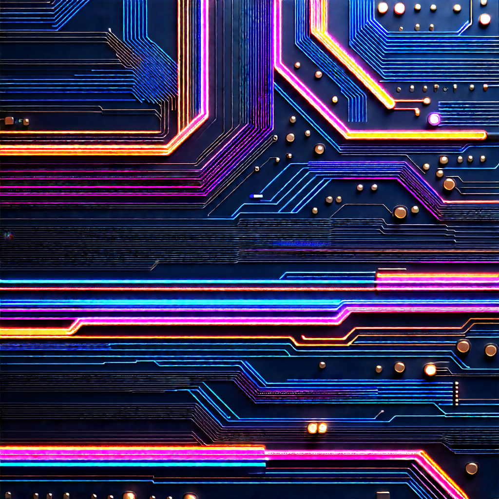 Circuit board with neon accents