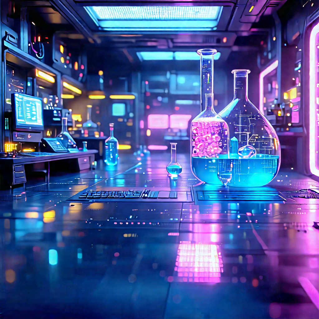 (futuristic:1.29) Research Laboratory With Image, There
