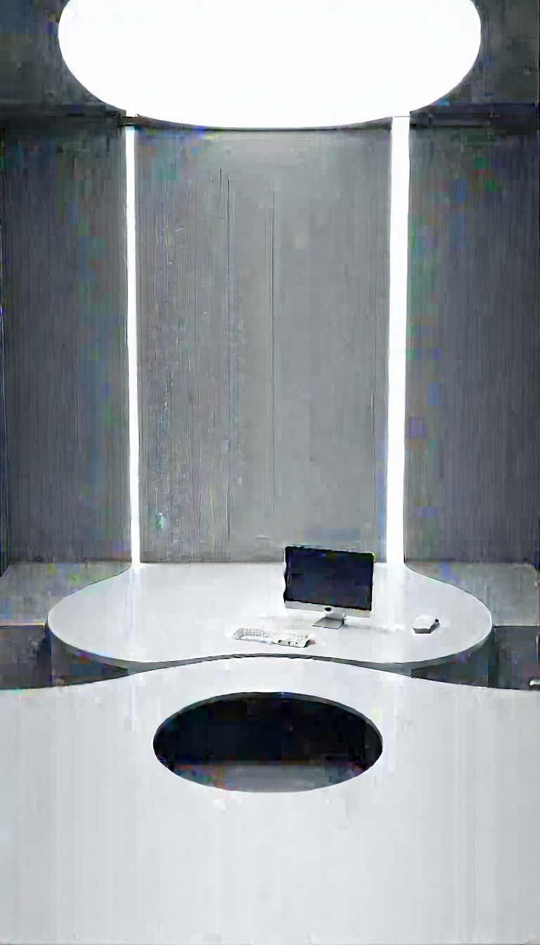 Futuristic Tech Startup Office With White Desk