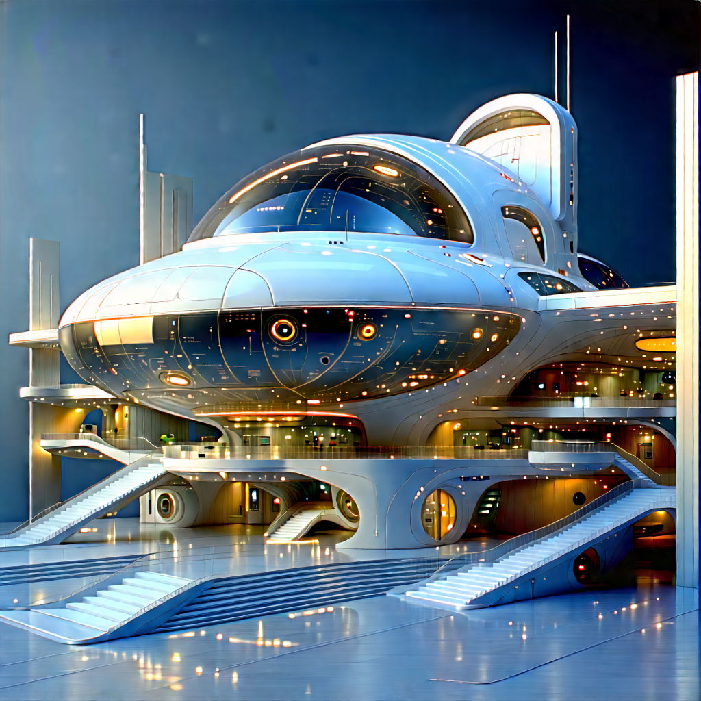 (futuristic:1.24) Innovation Hub With Futuristic, White,