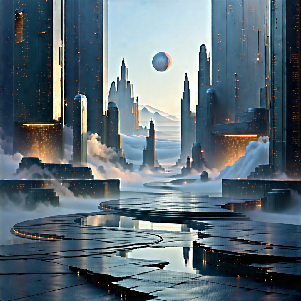 Machine Learning Visualization With Futuristic Scene,
