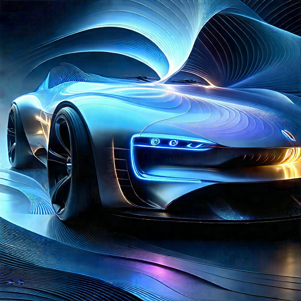 Innovative Electric Vehicle (design:1.41) With Futuristic Blue
