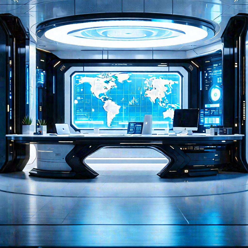 Futuristic Tech Startup Office With Large, Modern
