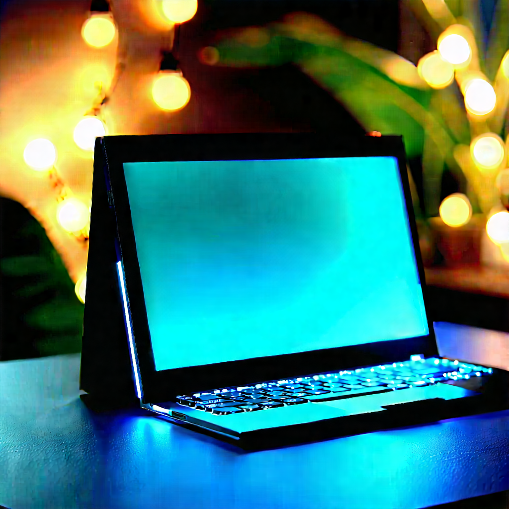 Laptop with glowing screen