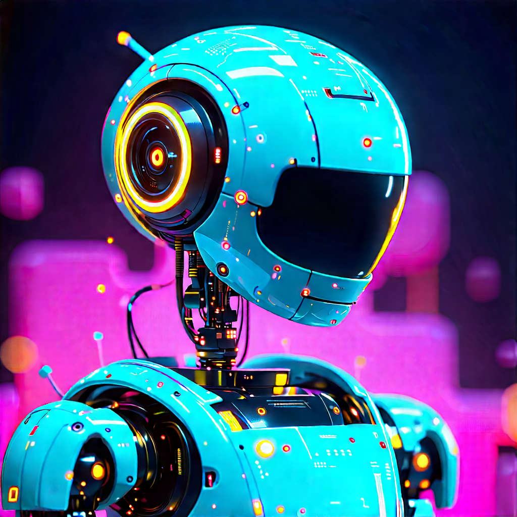 Robot With Neon Accents With Futuristic Robot