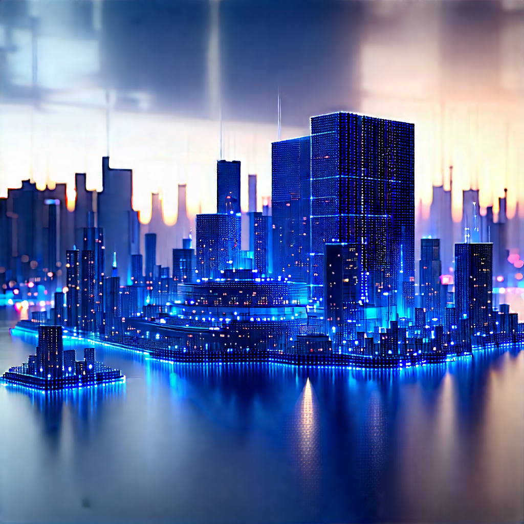 Digital Transformation Visualization With Blue White