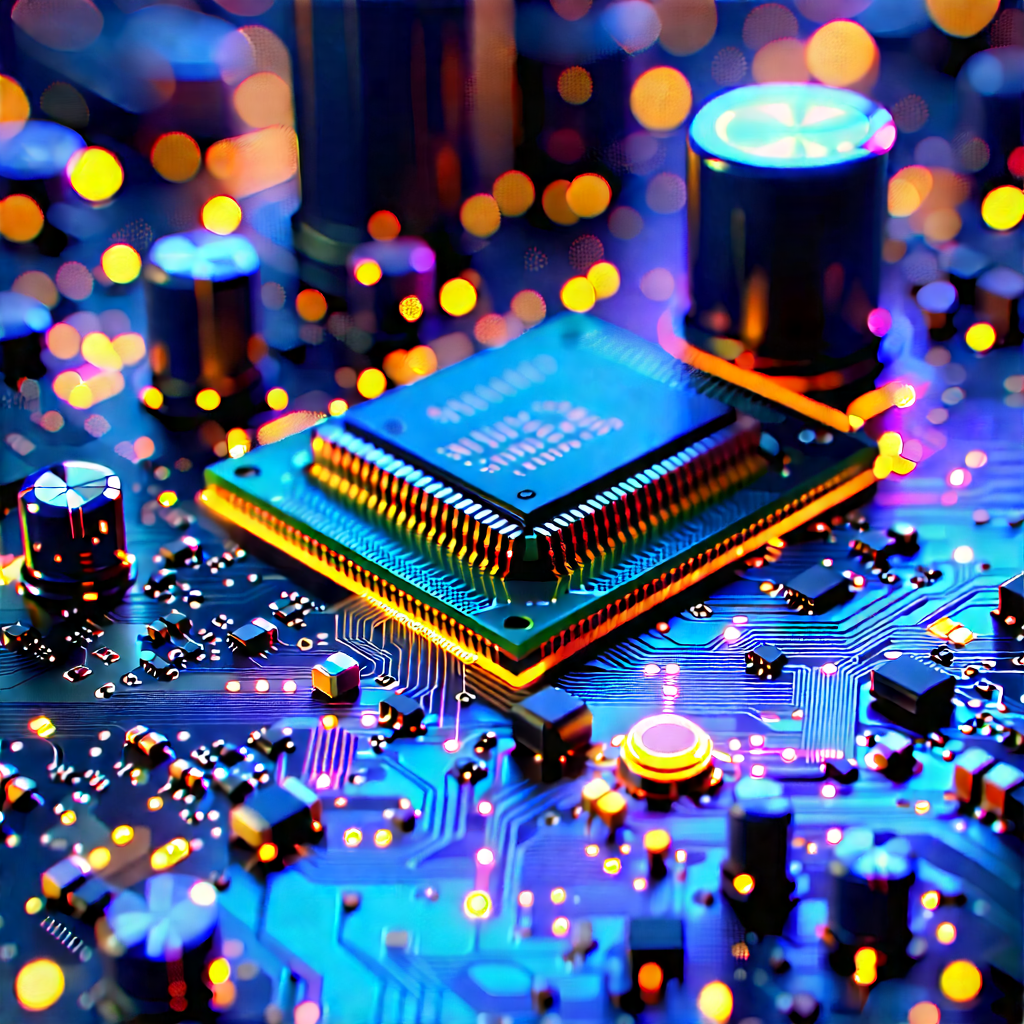 Close-up Of Electronic Circuit With Close-up Computer