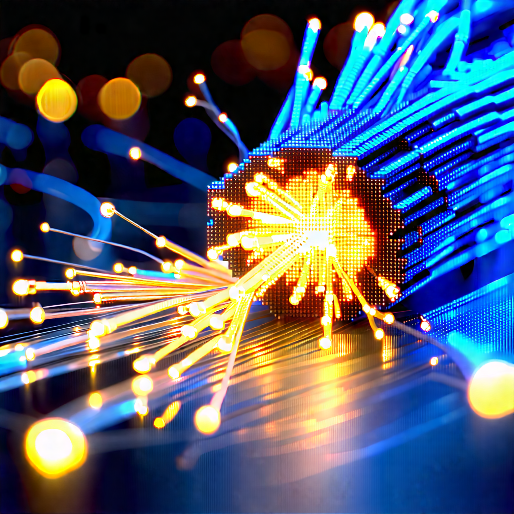 Close-up Of Fiber Optic Cables With Image, There