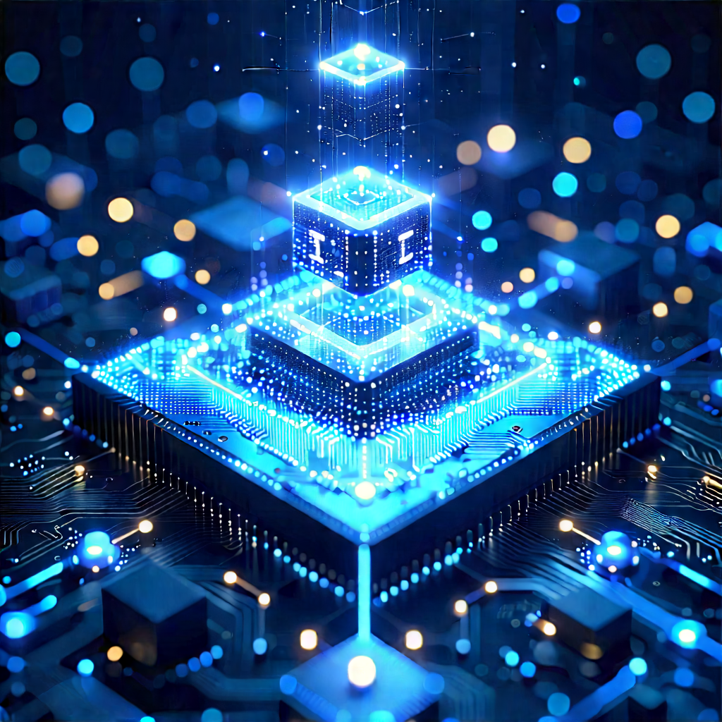 Blockchain Network Visualization With Blue, Three-dimensional