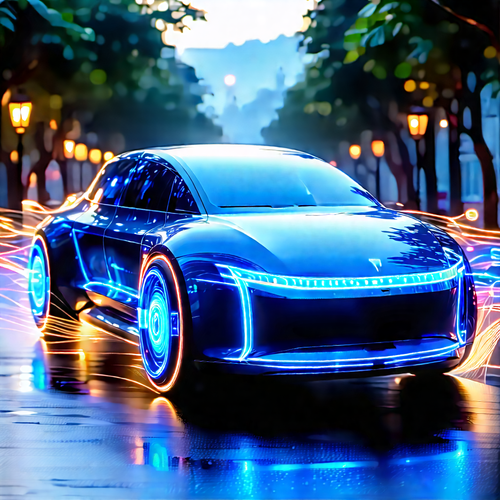 Innovative Electric Vehicle Design With Blue Driving