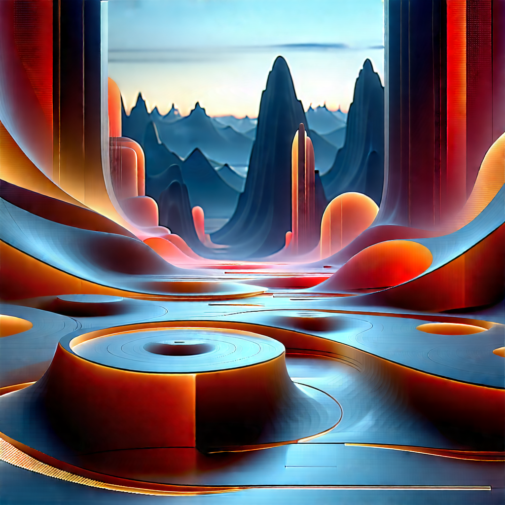 Futuristic Digital Workspace With Painting Futuristic