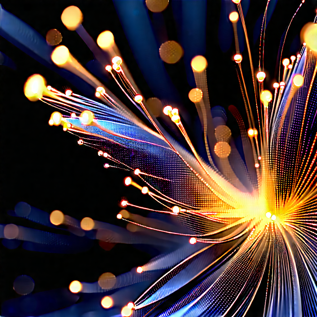 Close-up of fiber optic cables