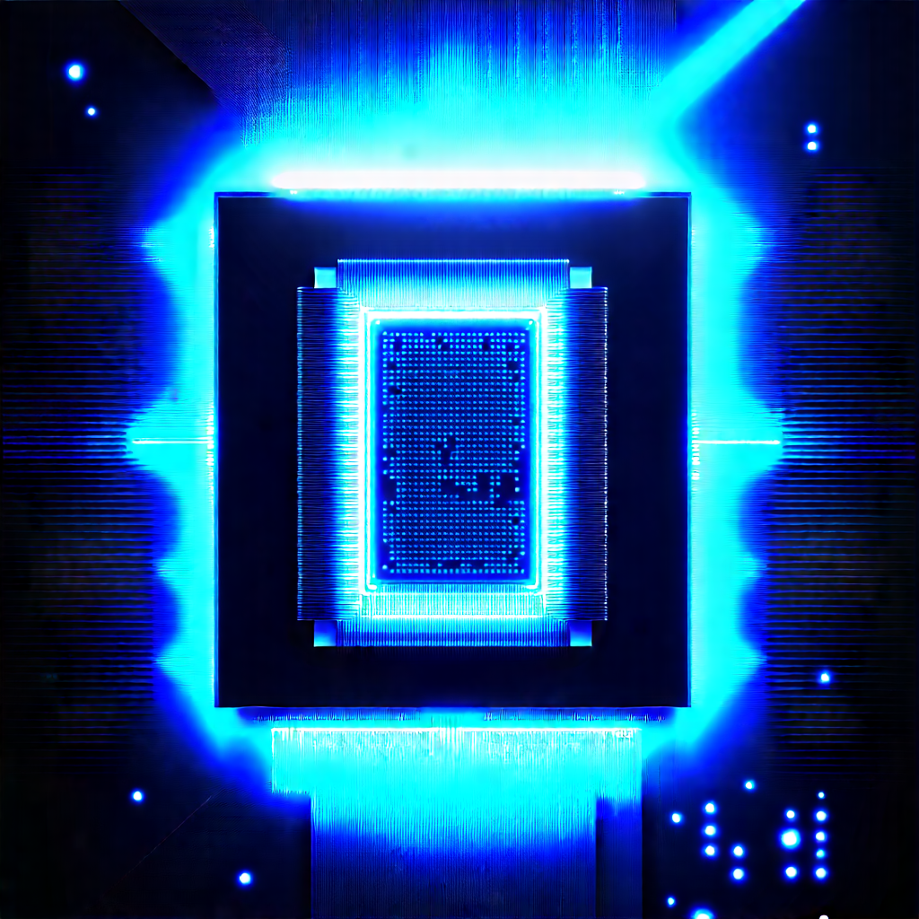 Microchip with blue light glow