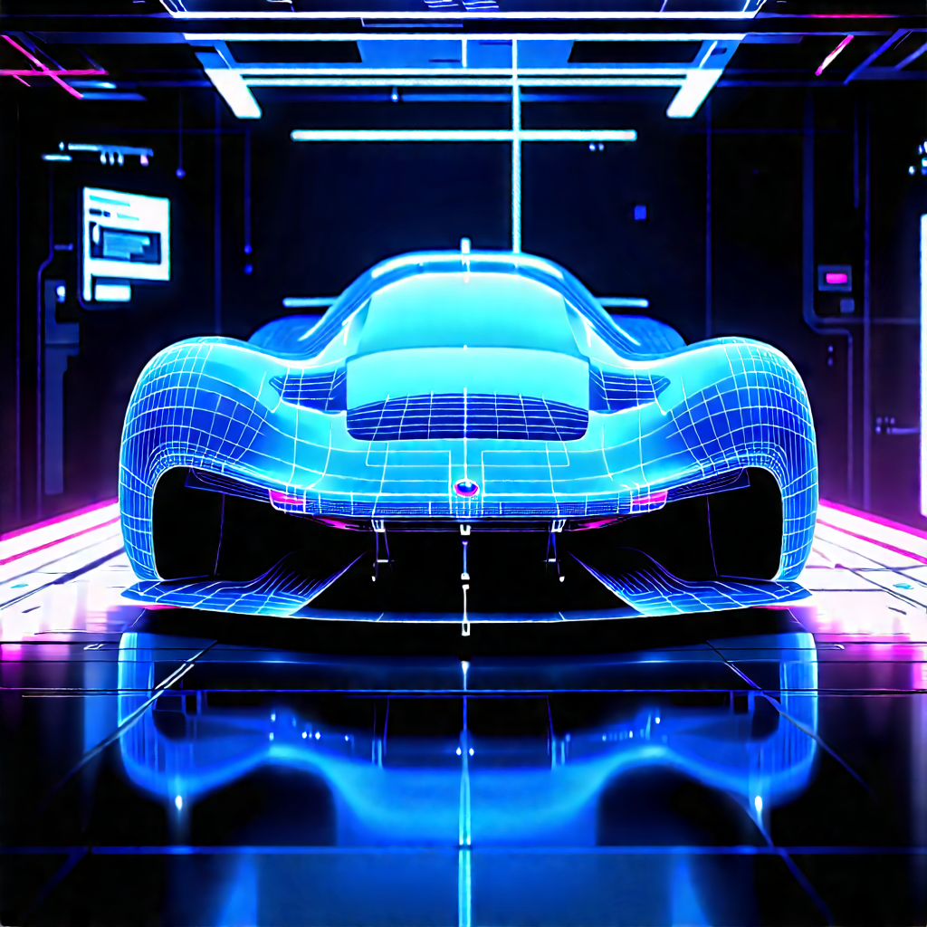 Automotive Technology In Tech Office With Futuristic Parked