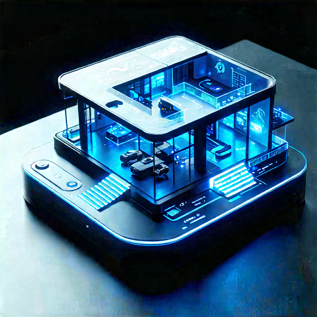 Smart Home Device With User Interface With Blue Black
