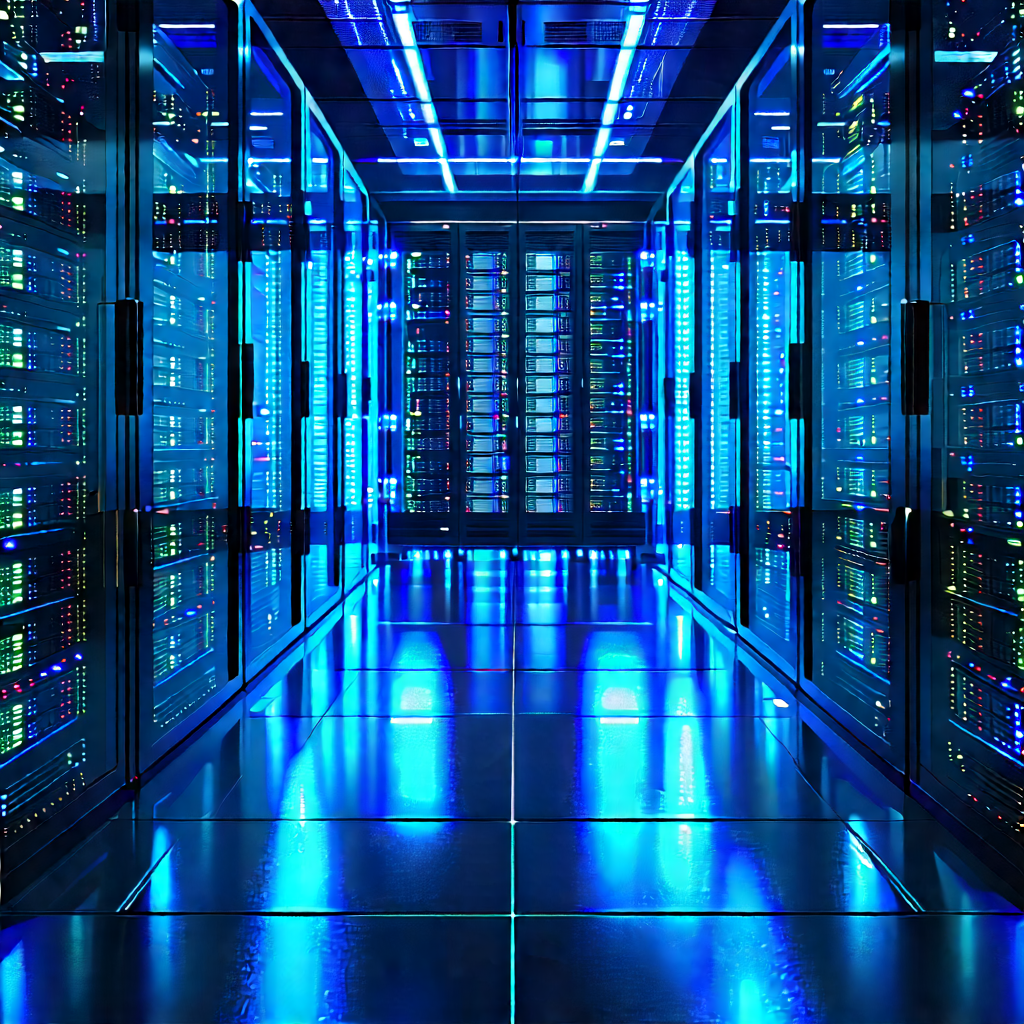 Server rack with blue light (glow:1.3)