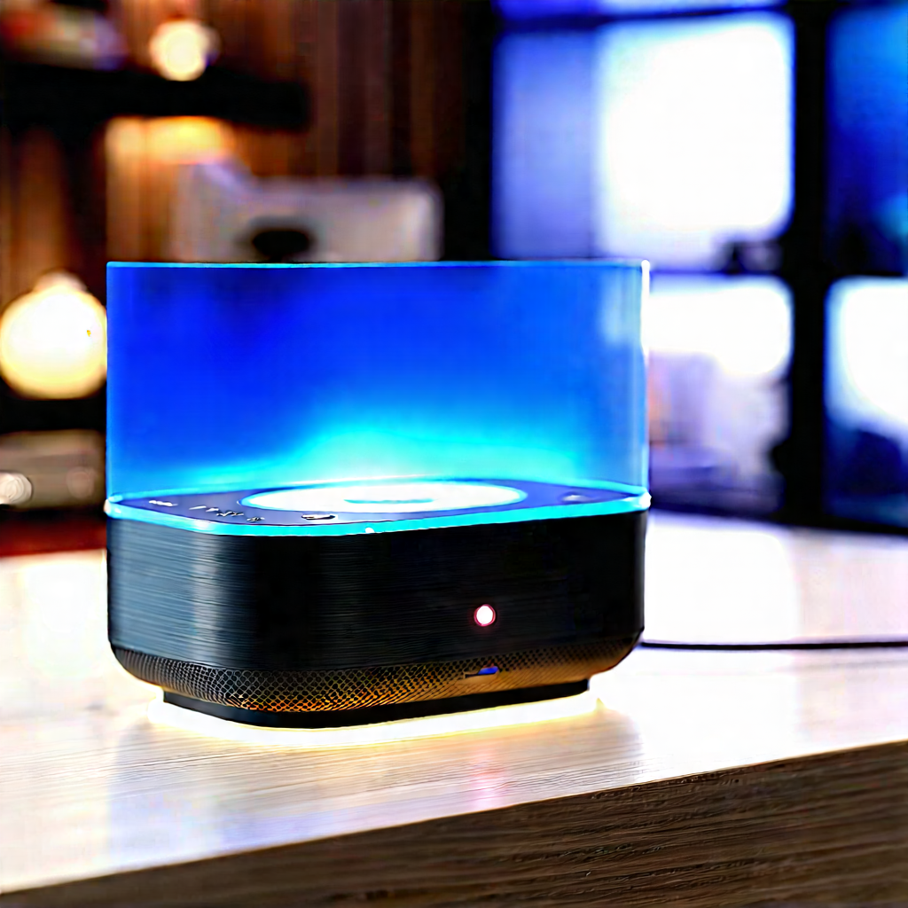 Smart Home Device With Glowing Screen With Small, Round,