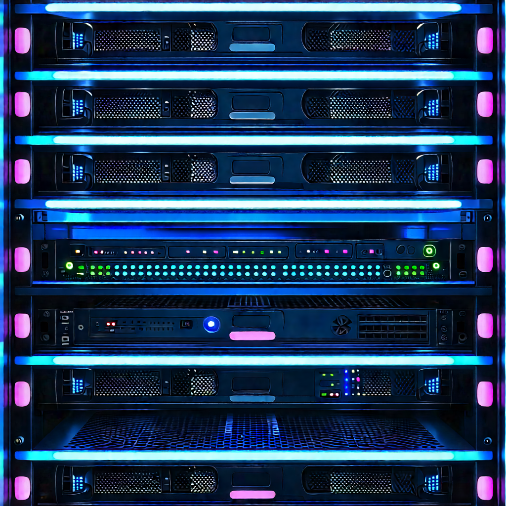 Server rack with neon accents
