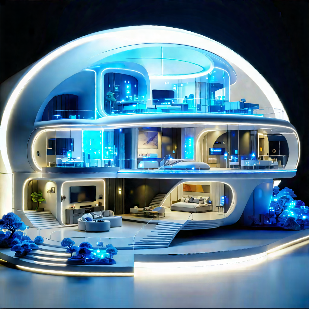 Futuristic Smart Home With Large, Modern