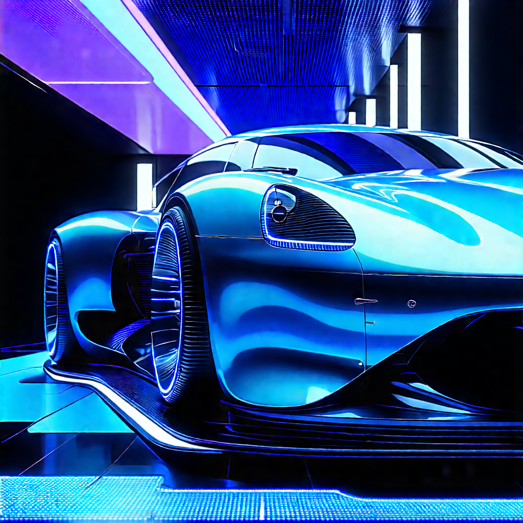 Automotive Technology In Research Center With Blue Sports
