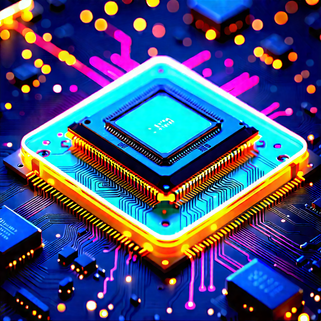 Microchip with neon accents