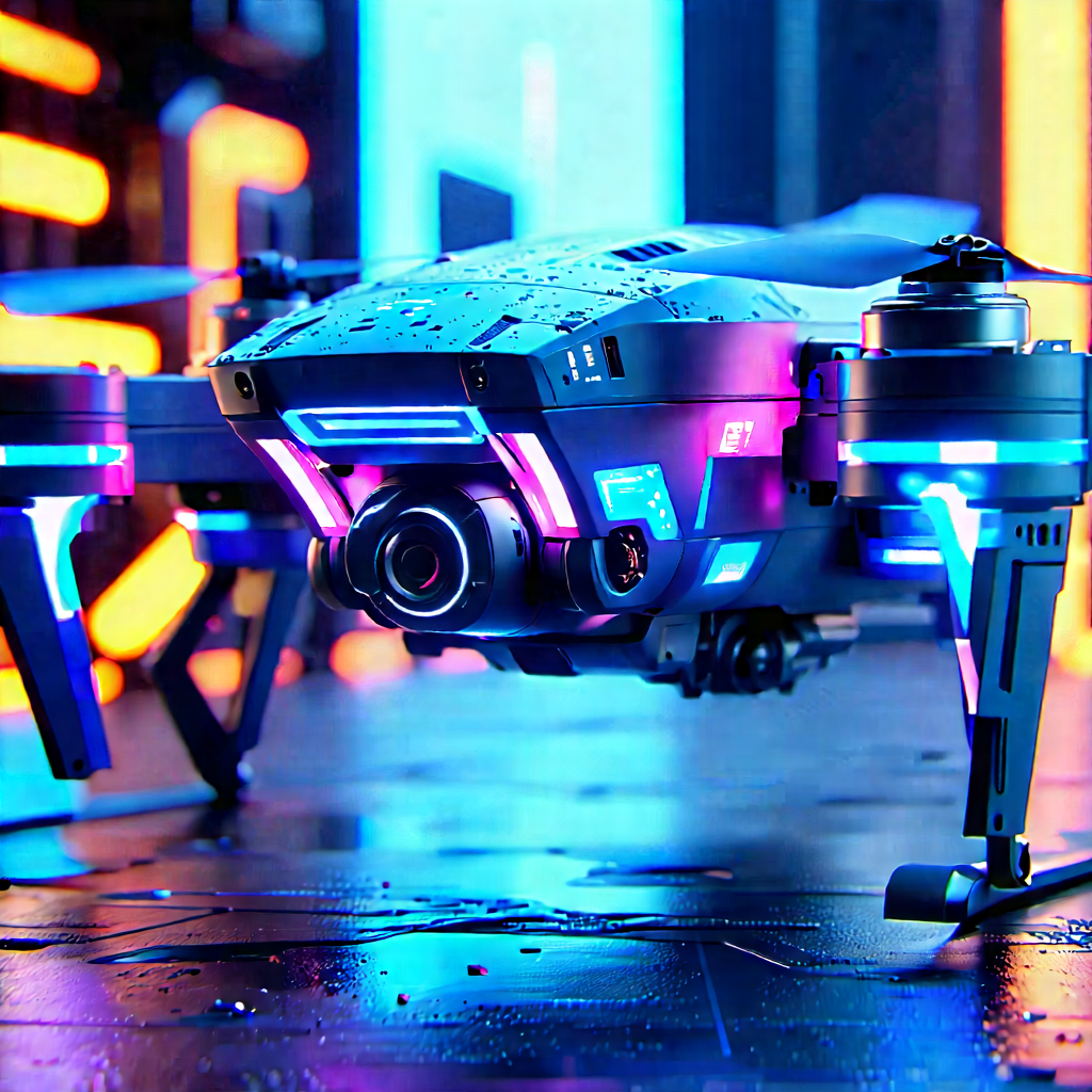 Drone With Glowing Screen With Futuristic Drone