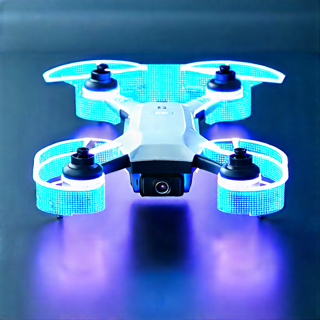Drone With Glowing Screen With Small Drone