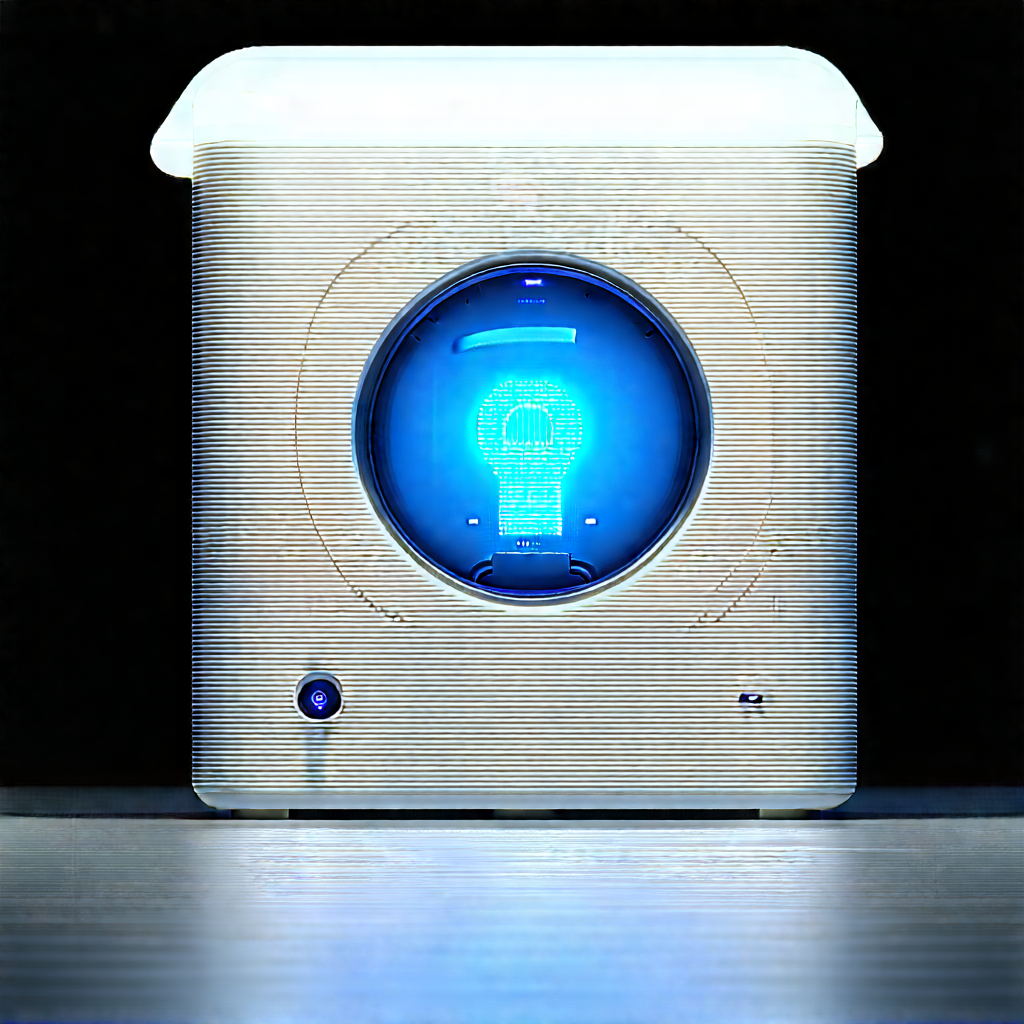 Futuristic Smart Home With White Blue
