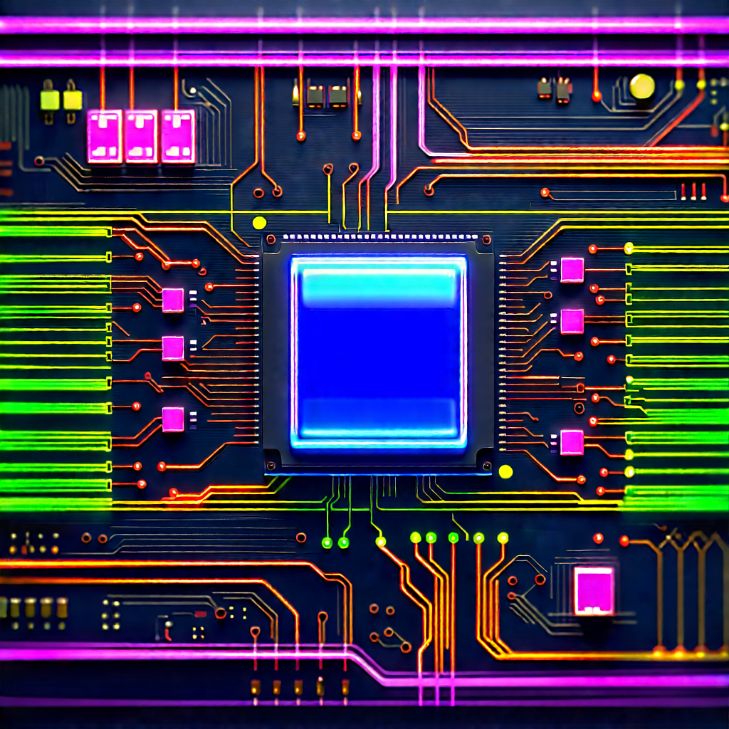 Circuit board with neon accents