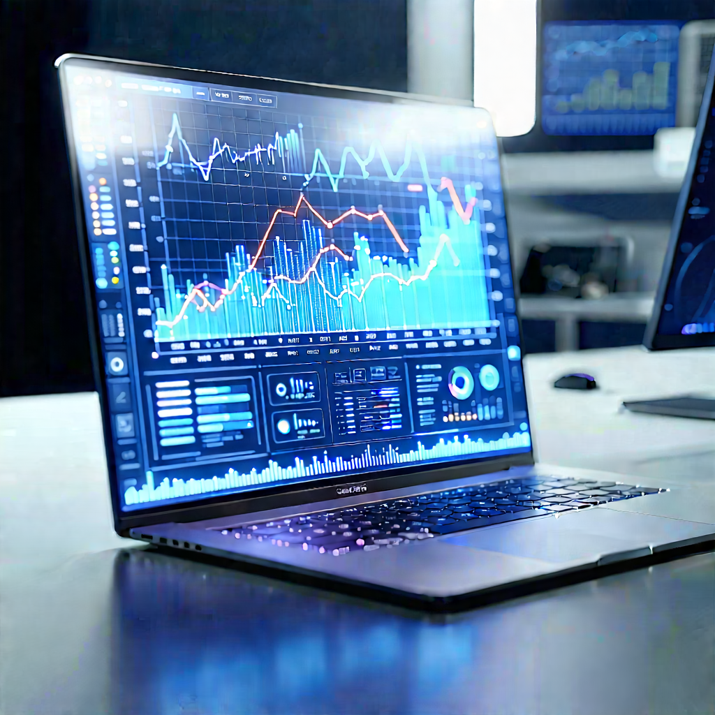 Laptop With Data Visualization With Laptop Computer