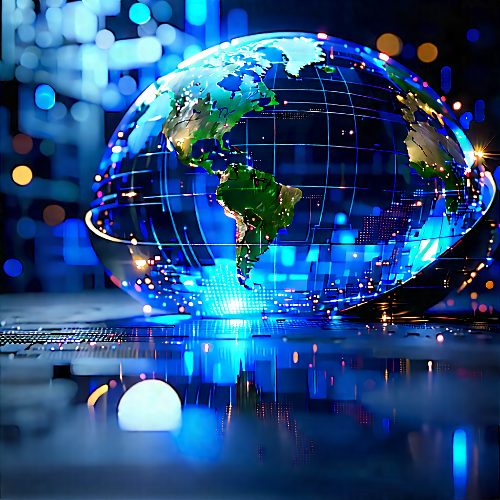 Digital Transformation Visualization With Blue White