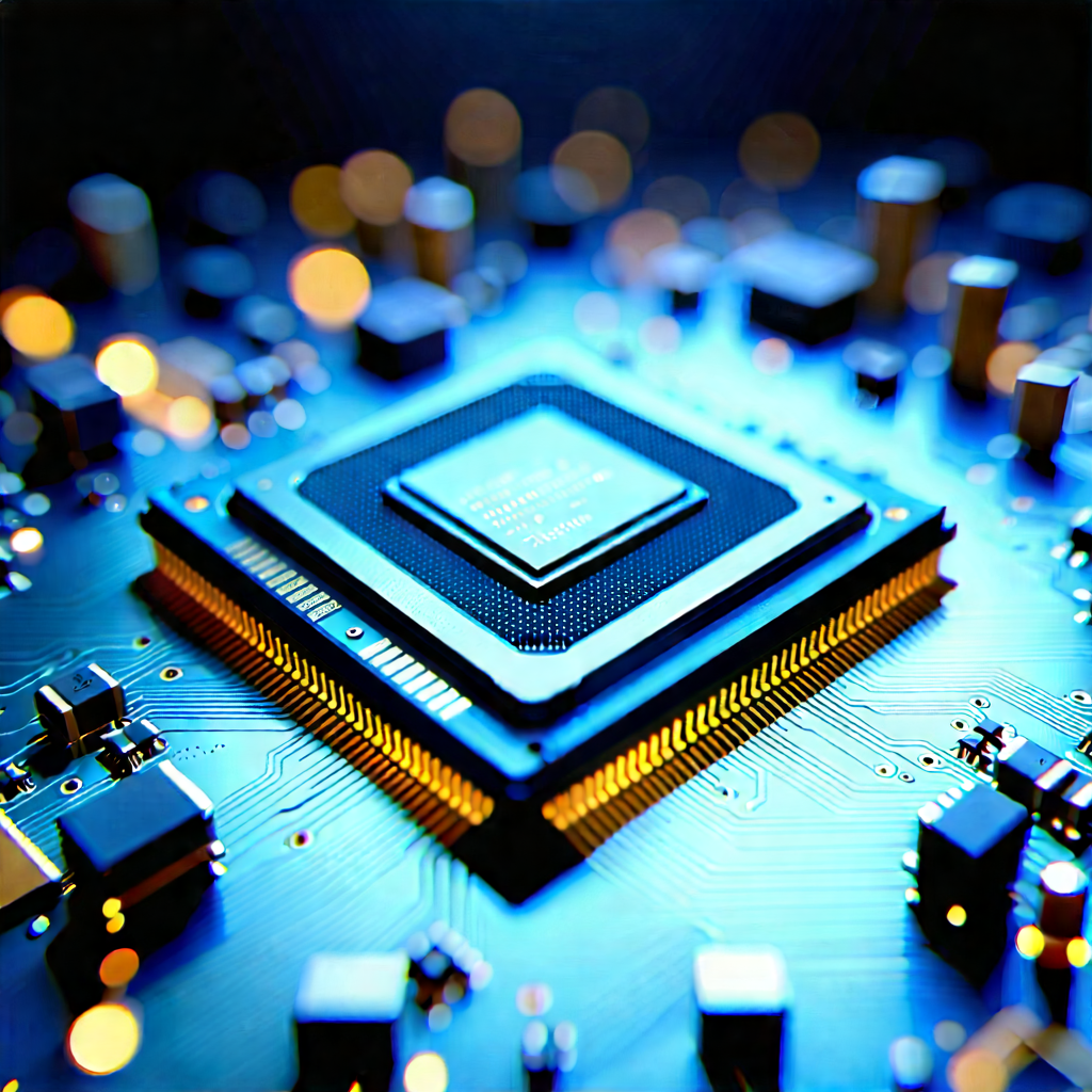 Close-up Of Microprocessor With Close-up Computer