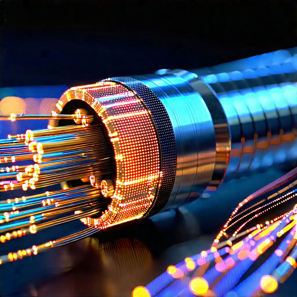 Close-up of fiber optic cables