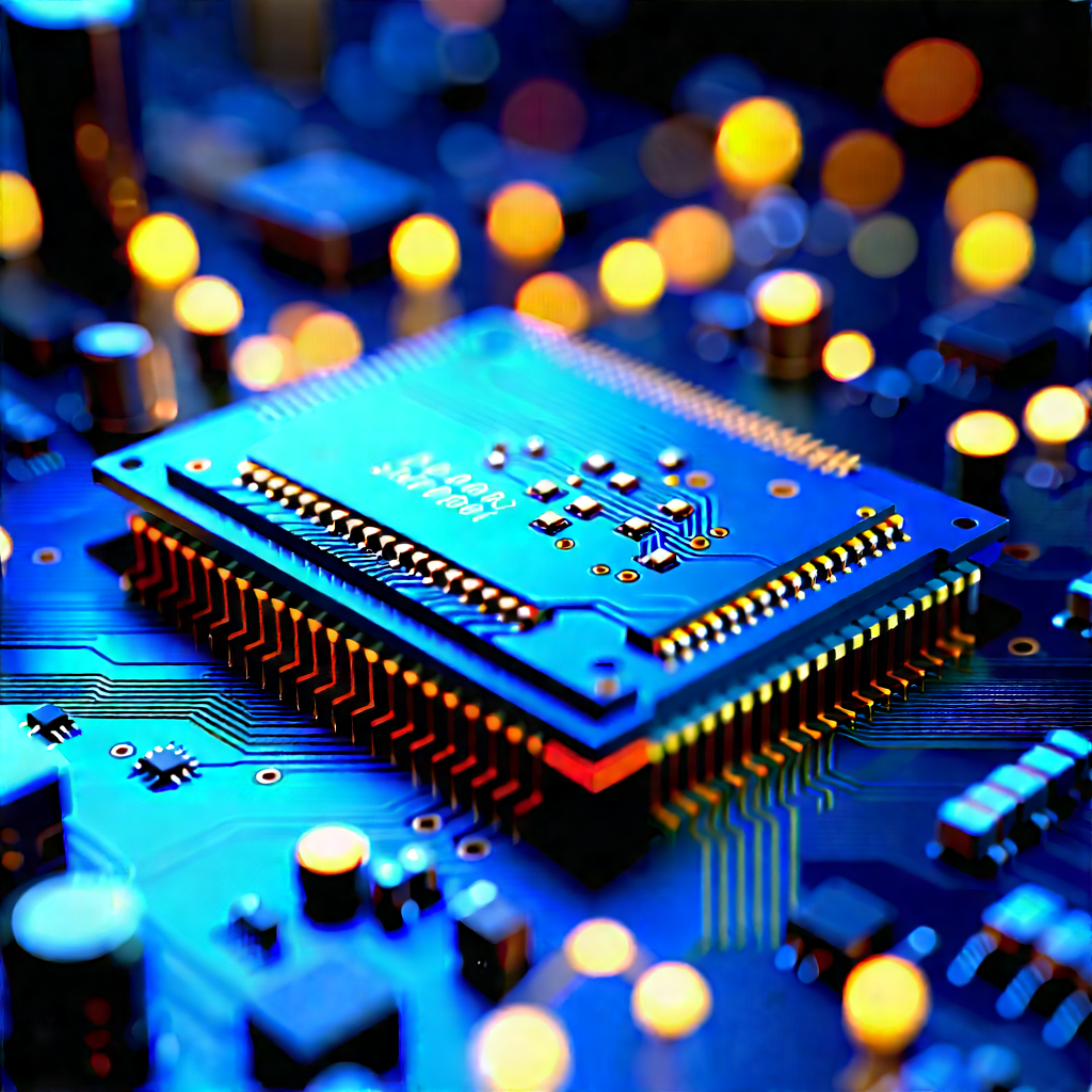 Close-up Of Electronic Circuit With Close-up Computer