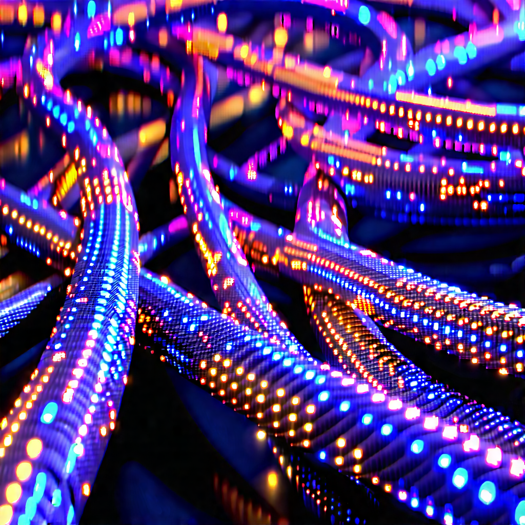 Close-up of fiber optic cables