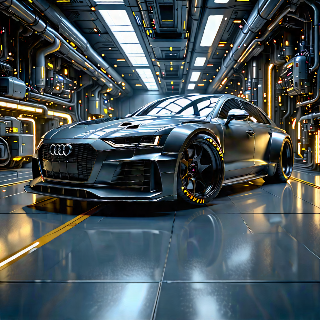 Automotive Technology In Manufacturing Facility With Black Parked