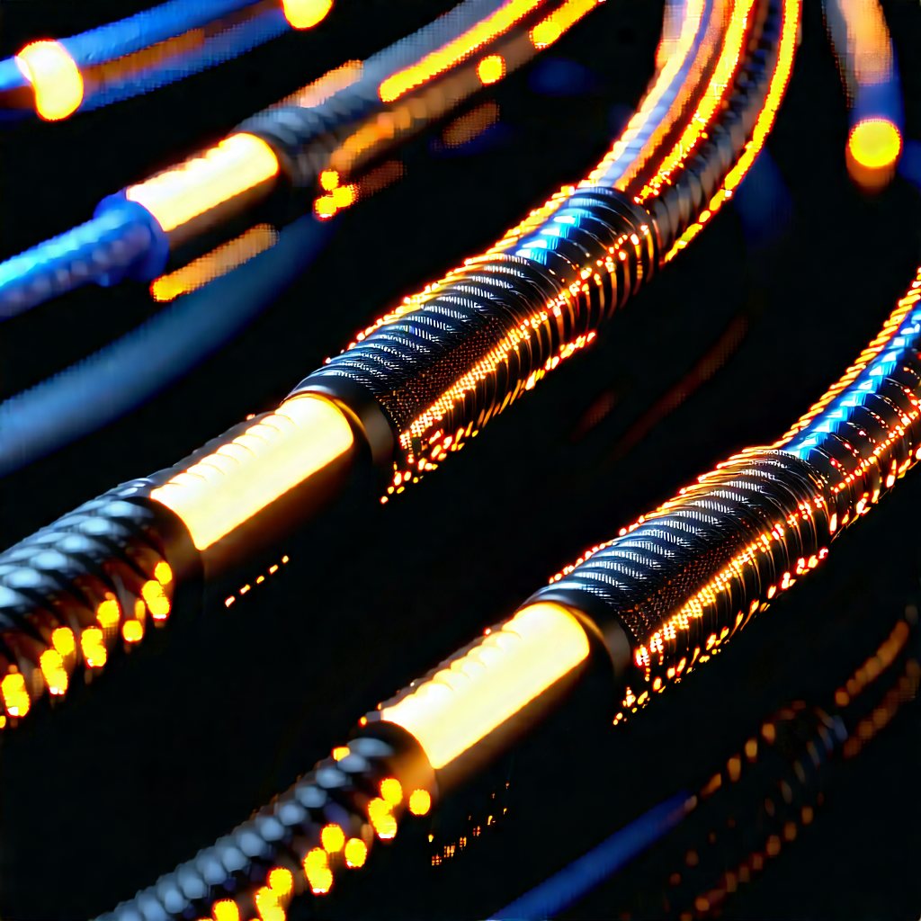 Close-up of fiber optic cables