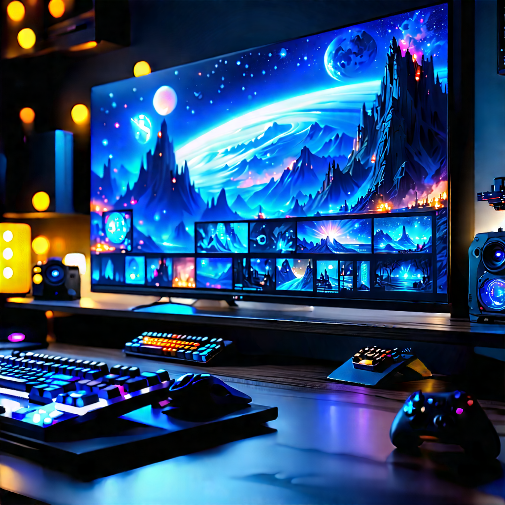 Entertainment Technology In Tech Office With Large Computer