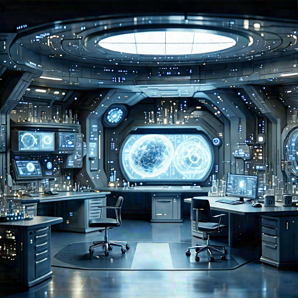 Futuristic Research Laboratory With Futuristic Computer